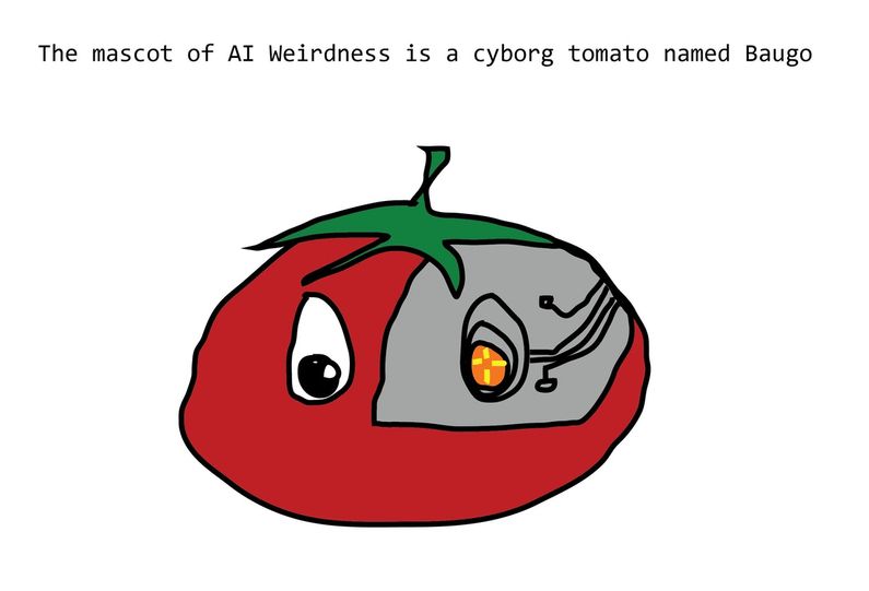 The mascot of AI Weirdness is a cyborg tomato?